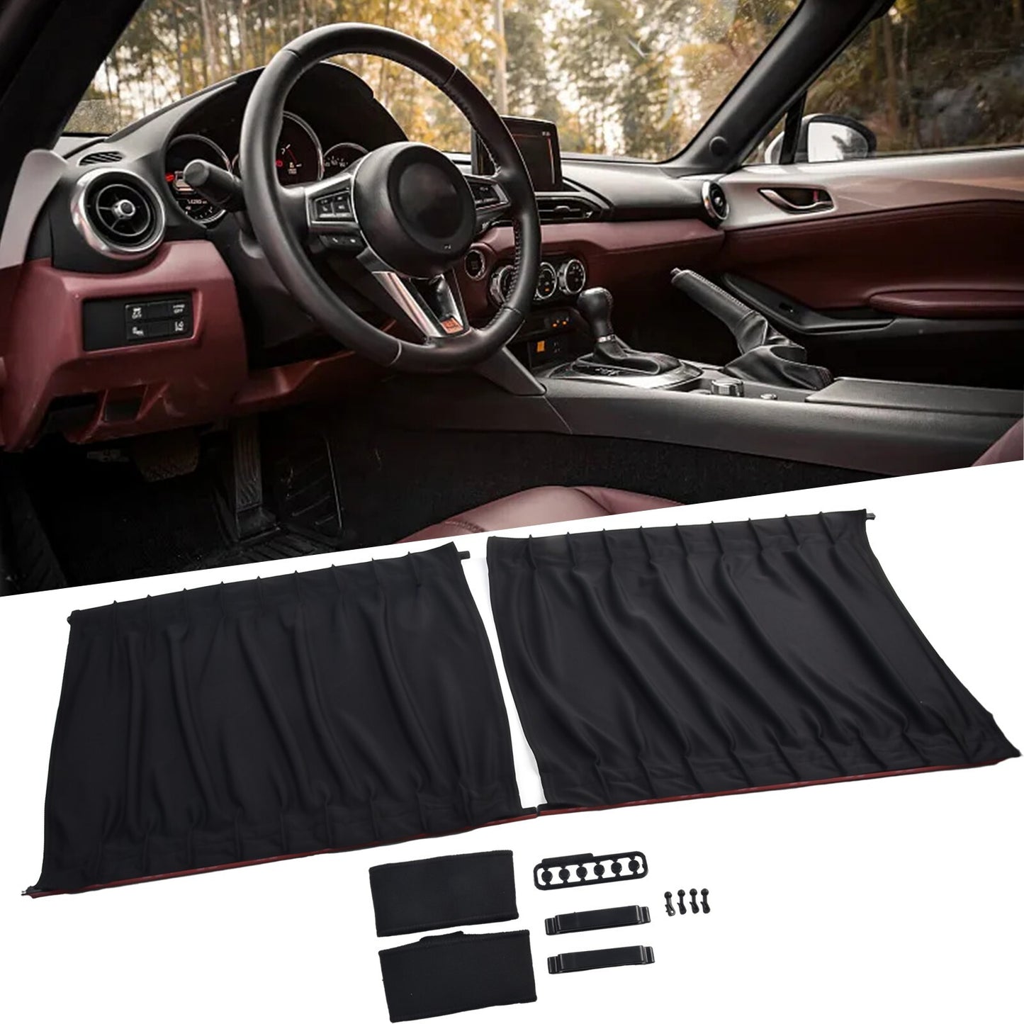 2Pcs Car Van SUV VIP Casement Curtain Anti-UV Sunshade Visor 50x39cm Black
