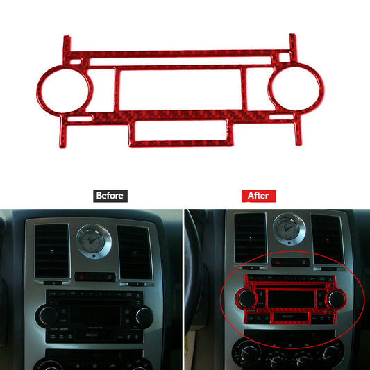 Red Carbon Fiber CD Control Player Cover With Cassette for Chrysler 300 2005-07