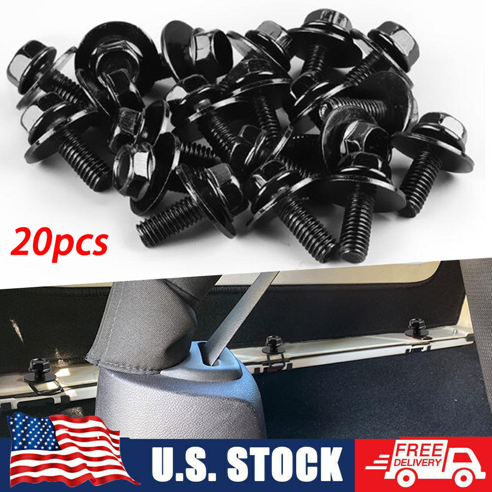 Car Body 20 Bolts Screw Fastener Fender M6-1.0x 16mm Long- 10mm Hex- 17mm Washer
