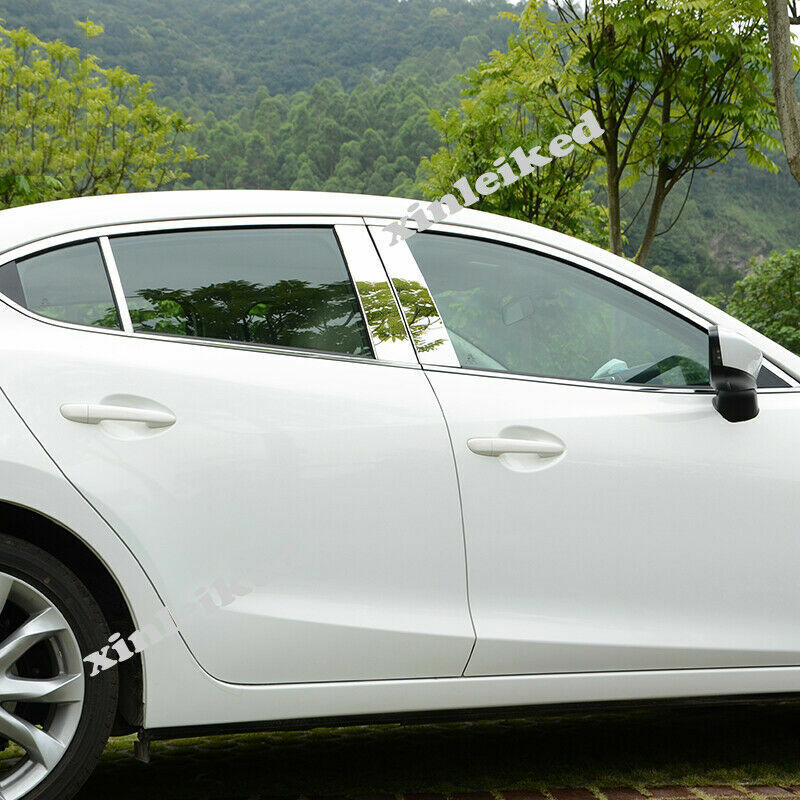 14x for Mazda 3 Axela Sedan 2014-2018 Chrome Steel Window Post Sill Cover Trim