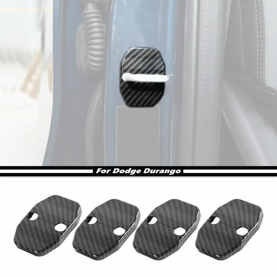 Carbon fiber car door lock cover protective trim accessory for Dodge Durango 11-24