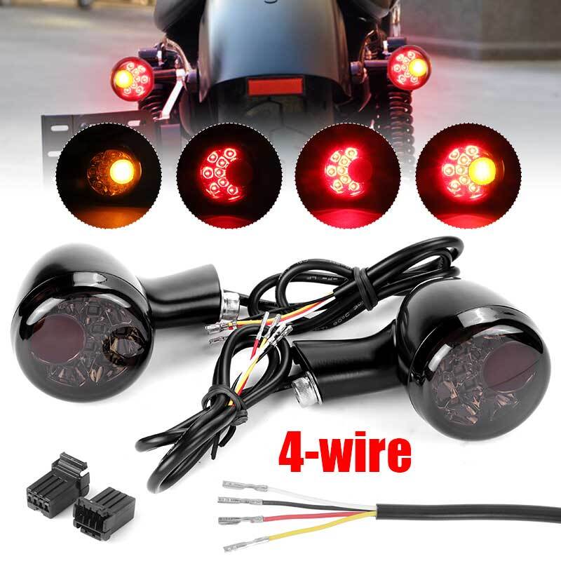 Rear Turn Signals Brake Light Lamp For Sportster XL883 XL1200 1992+ Amber+Red