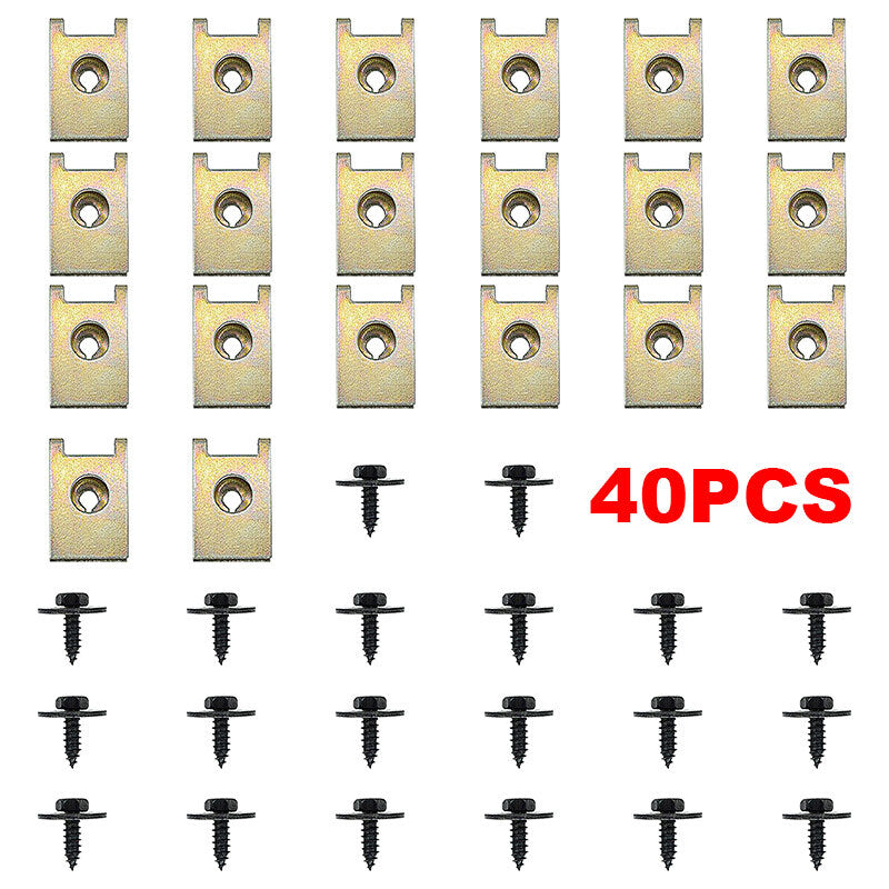 40x Engine Under Body Cover Splash Shield Guard Bumper Bolts U-Nut Clip Fastener