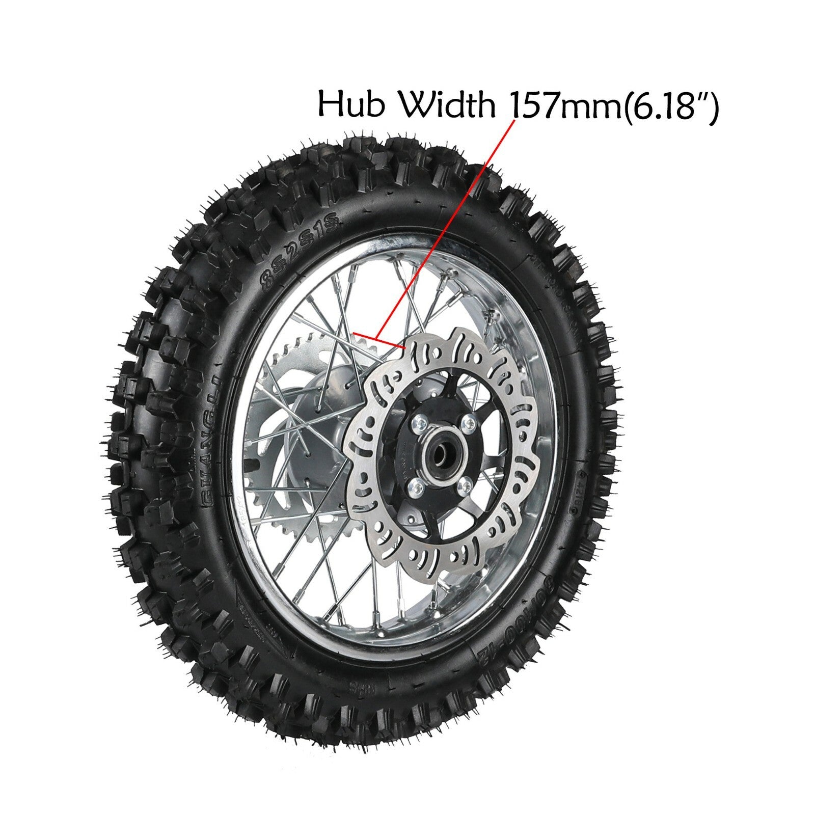 12-inch rear wheel, 3.00-12 tire, rim 80/100-12, Apollo SSR CRF bicycle, 70/110/125cc.
