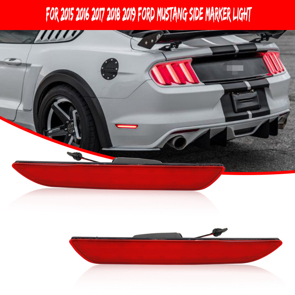 One set of red lens rear marker light strip with red LED lights suitable for 2015-2021 for Ford Mustangs.