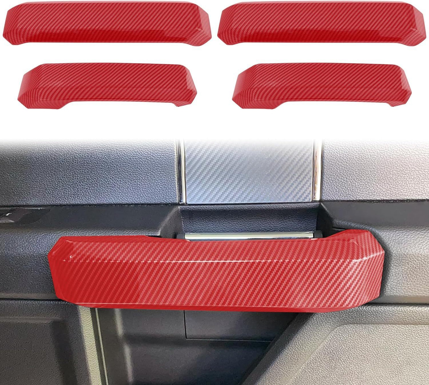 Red Car Door Grab Handle Decoration Trim Cover Interior for Ford F150 2015-2020