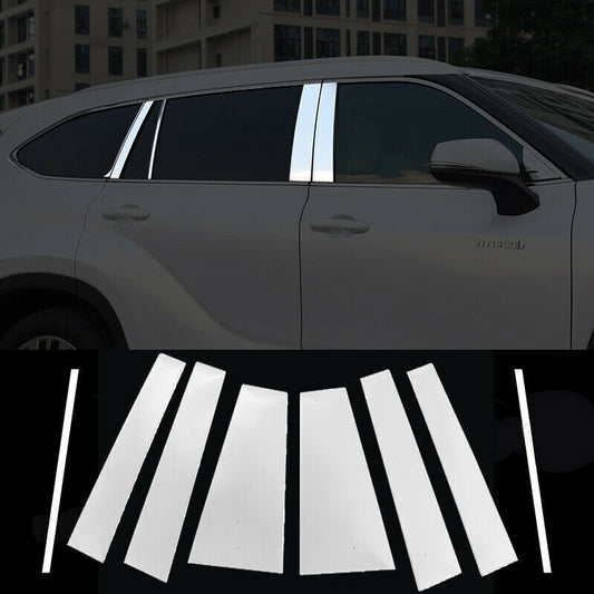 Chrome Pillar Posts for Toyota Highlander 2020-2023 8pc Set Door Trim Cover Kit