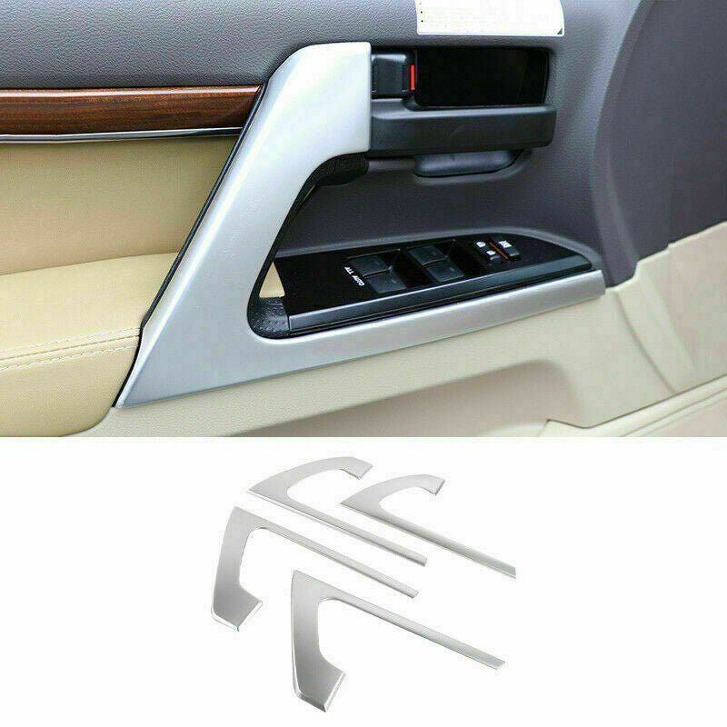 silver Inner Door Armrest Decor Cover Trim for Toyota for Land Cruiser LC200 2008-21