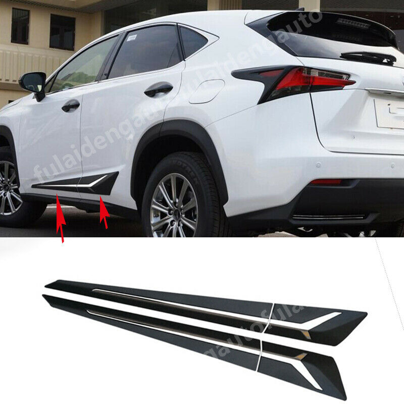 for Lexus NX200t NX300 2015-2021 Black Body Side Door Cover Guard W/ Chrome Trim