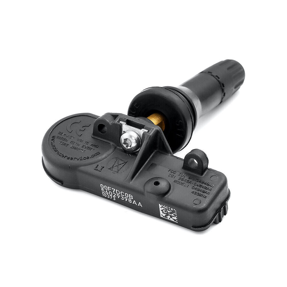 4-pack TPMS tire pressure sensors 56029398AB 68241067AB suitable for Chrysler , for Jeep , and for Dodge .