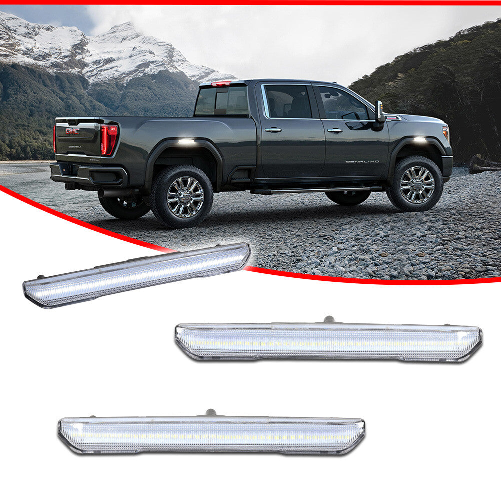 Transparent white LED F/R side marker lights suitable for 20-24 for GMC for Sierra 2500 3500 Denali AT4