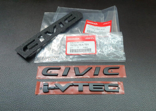 SET for CIVIC I-VTEC FC FK MATT BLACK LOGO EMBLEM FOR REAR for HONDA for CIVIC 2015-21