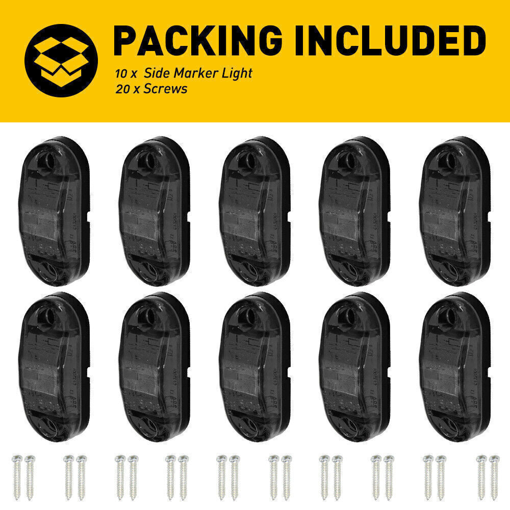 10X Smoked 2 LED Oval 2.5 Side Marker Clearance Lights Car Truck Trailer RV 12V