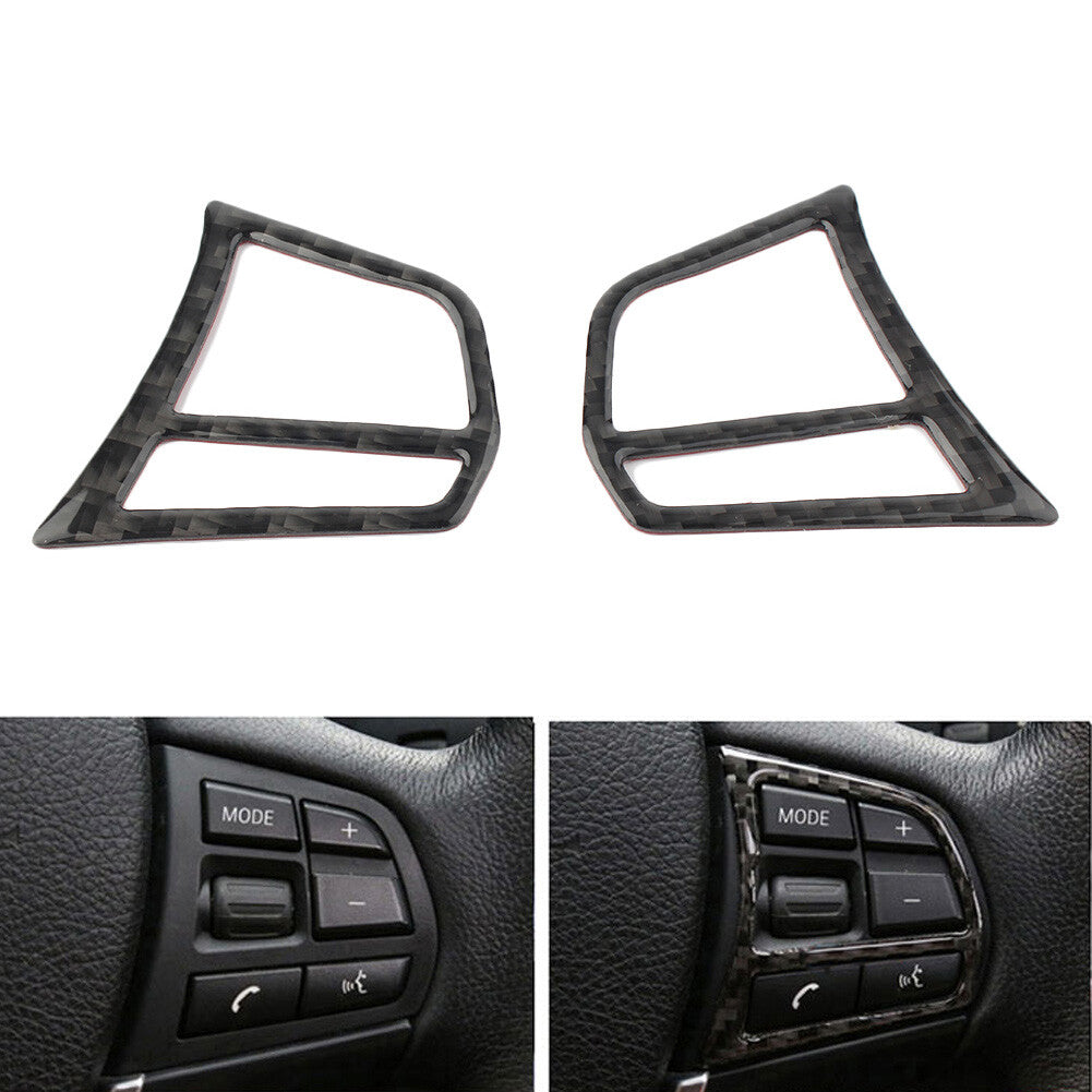 Carbon Fiber Steering Wheel Buttons Stickers Fit for BMW F20 1 Series 2 3 4 3GT Pair