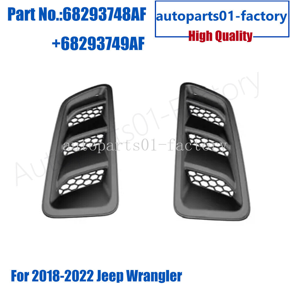 1Pair Front LeftRight Hood Vent Grille Insert Fit For 2018-2022 for Jeep for Wrangler