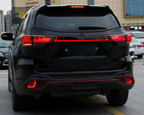 Black Rear Door Trunk LED Tail Light Cover Panel for Toyota Highlander 2015-2019