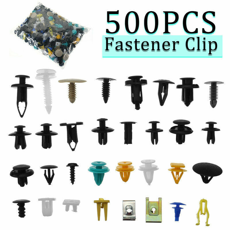 500-piece pack of mixed car fastener clips, bumper fender trim, plastic rivets, car clips
