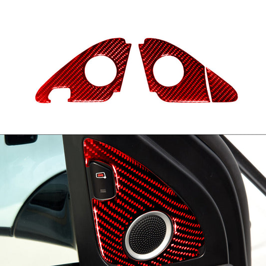 3Pcs Red Side Door Horn Trim Cover Decoration Carbon Fiber for Audi Q5 2009-2017