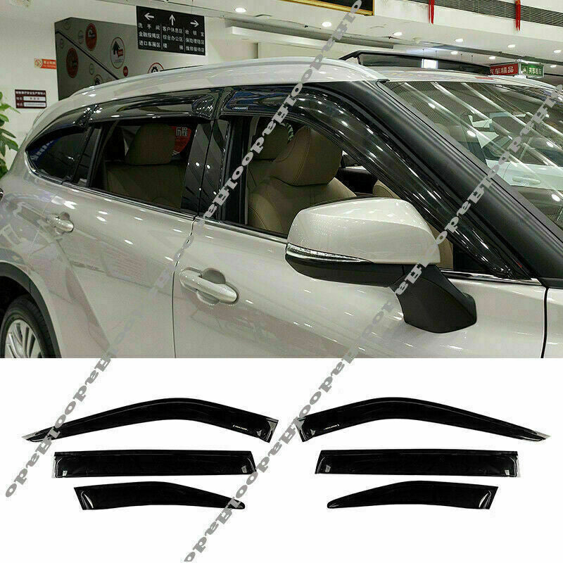 Black Window Visor Vent Shades Sun Rain Guards for Toyota Highlander 2020-2023
