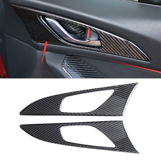 for Mazda 3 Axela 17-2018 Soft Carbon Fiber ABS Inner Door Handle Cover Trim 2P