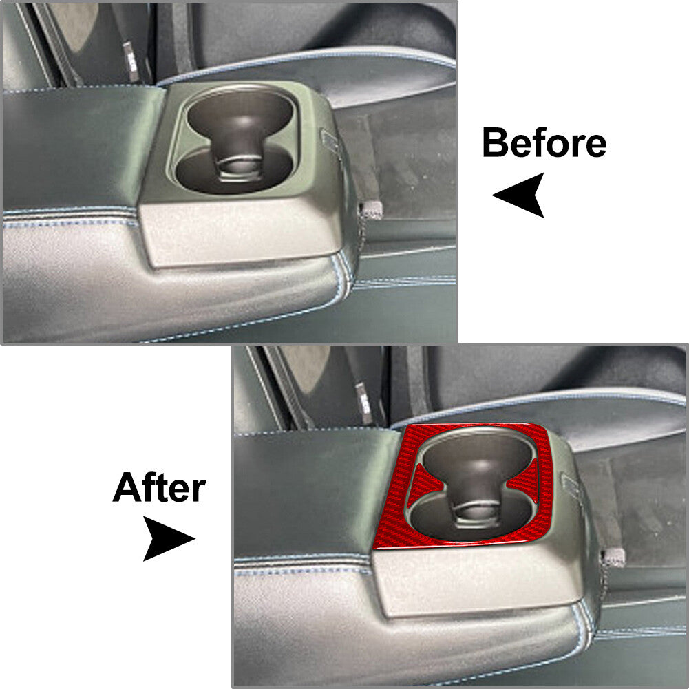 Carbon Fiber Rear Water Cup Holder Cover Trim for Ford Ranger Sport 2015-22 2022
