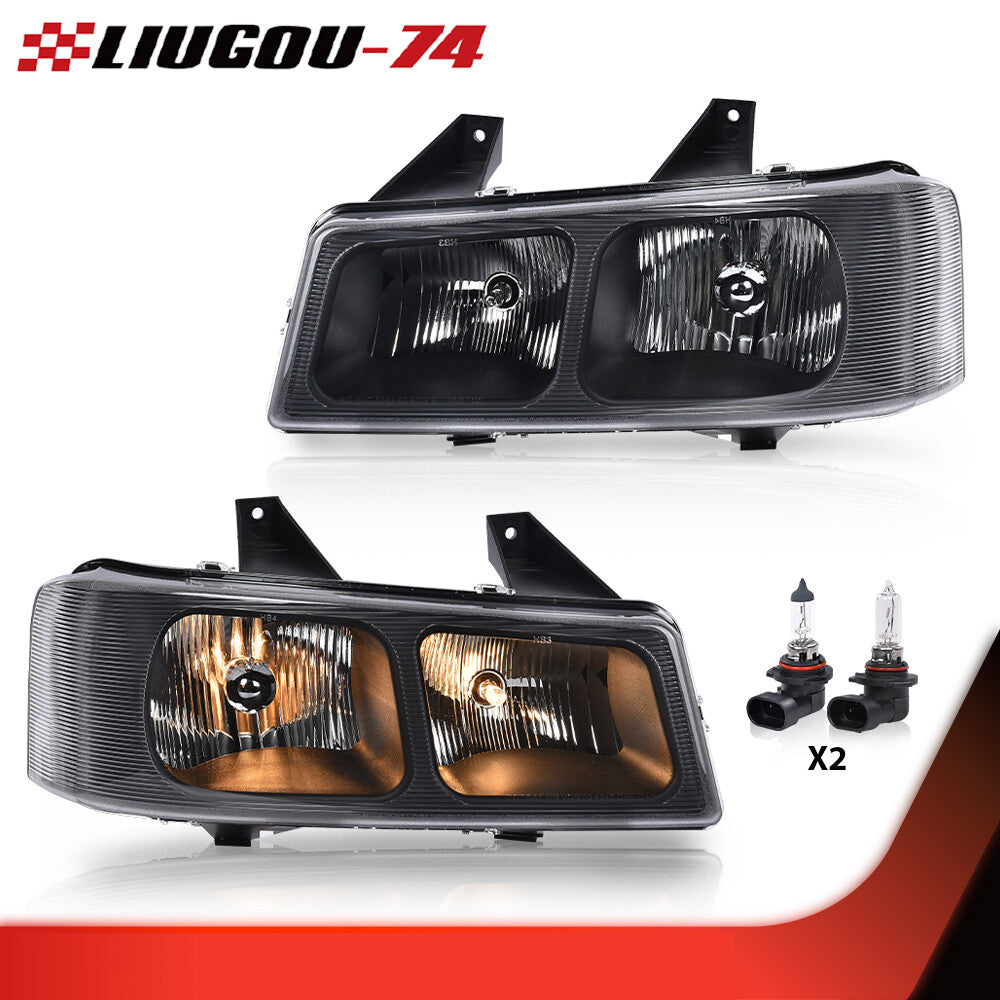 Pair of headlights with clear lenses for 2003-2019 for Chevrolet Express for GMC Savana Vans.