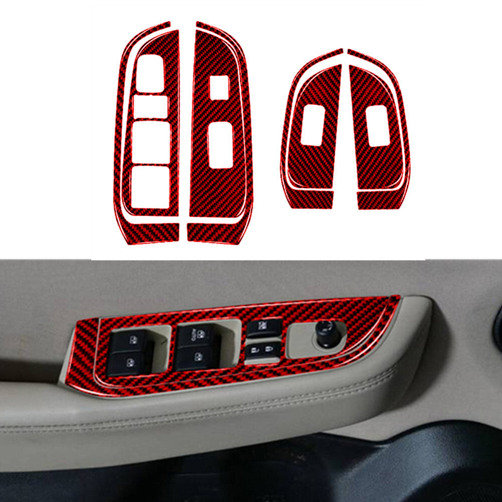 8X Red Carbon Fiber Window Lift Cover Trim for Subaru Outback Legacy 2015-2017