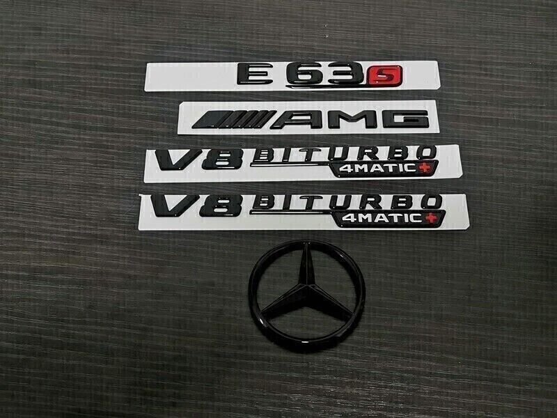 Glossy Black E63S AMG Biturbo 4matic+ Badge with Dry Star Design for W213 E63