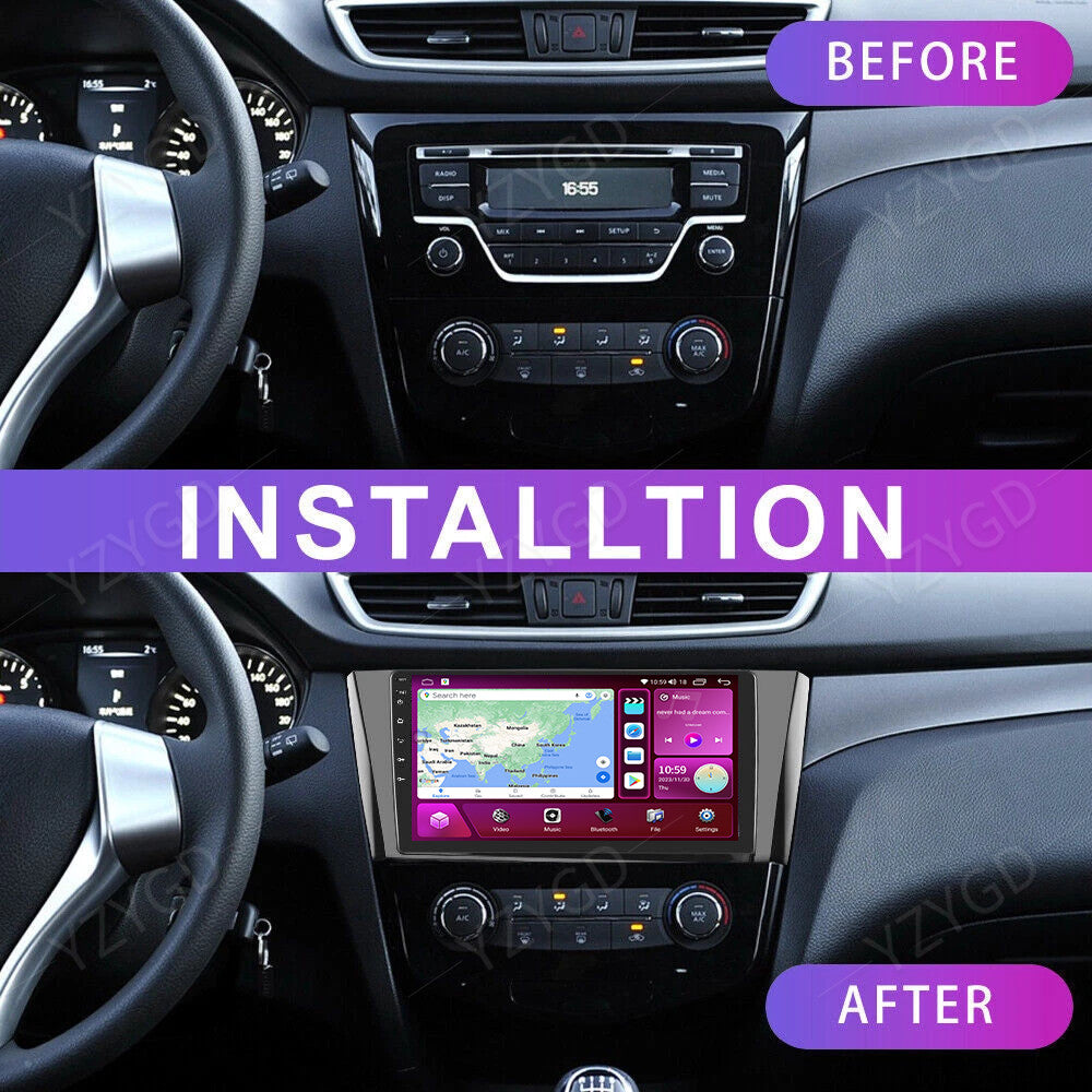 GPS Navi Screen for Nissan Qashqai 2014-2019 Android 14 Carplay Car Stereo Radio