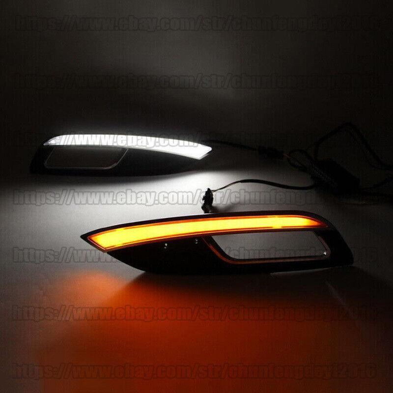 for Kia K3 Forte 2013-15 2pcs DRL Daytime Running Fog Light W/ Turn Signal Lamp