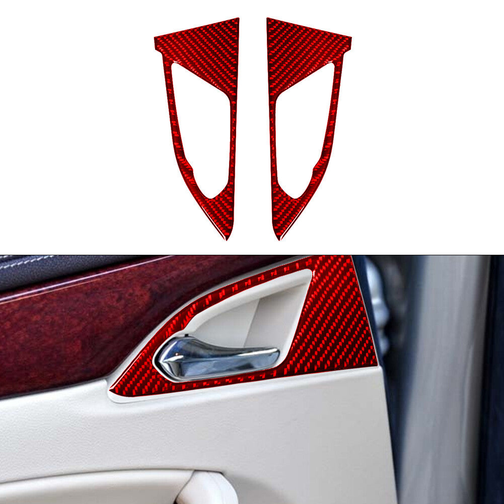 2X Red Rear Door Handle Trim Cover Carbon Fiber for CADILLAC CTS SPORT 2008-UP