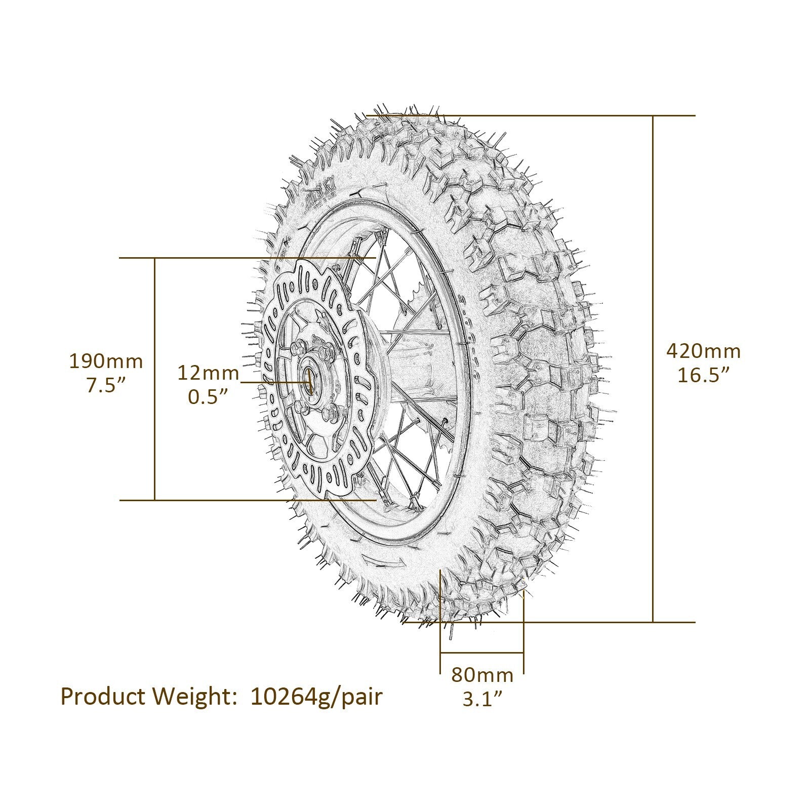 2.50-10 + 3.00-10 tires, 10-inch front and rear wheels, for mini off-road bike, razor-style CRF50 XR50 SSR