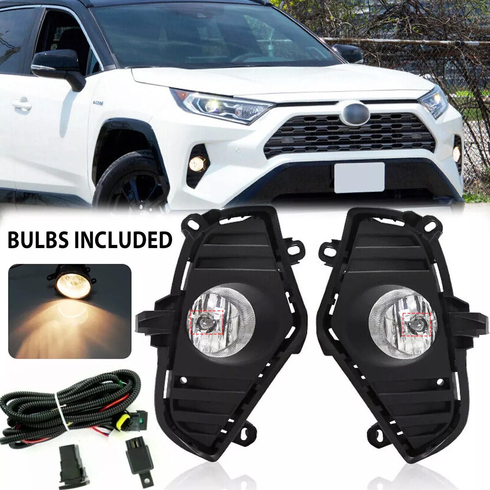 LHRH Bumper Fog Lights Driving Lamps Wiring Switch For 2019-2024 for Toyota RAV4
