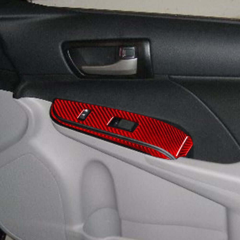 Red Carbon Fiber Car Window Lock Lift Panel Frame Trim for Toyota for Camry 2012-14