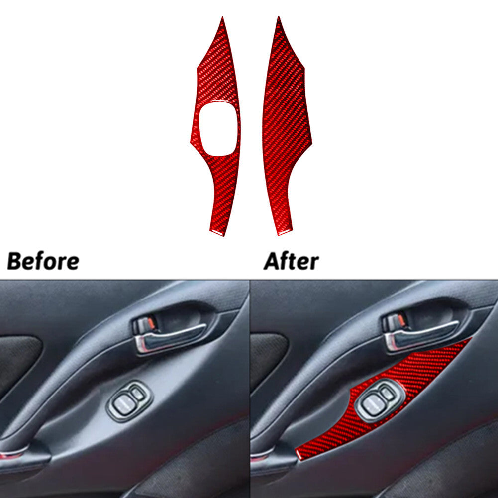2Pcs for Toyota Celica 2001-2005 Red Carbon Fiber Window Lift Switch Panel Trim