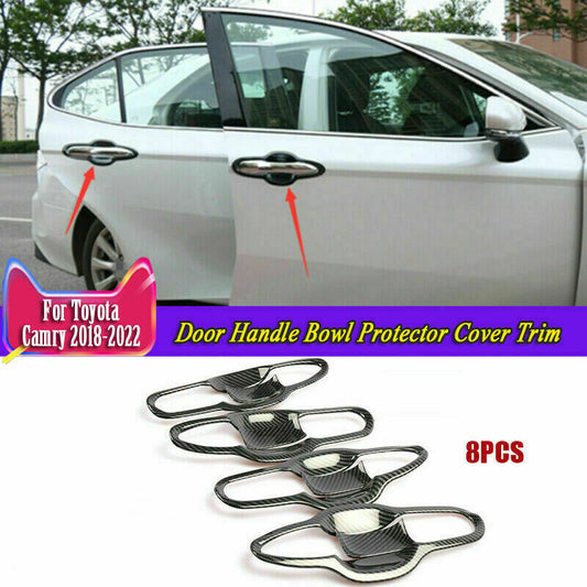 8X for Toyota for Camry 2018-2022 Carbon Fiber Look External Door Bowl Cover Trim