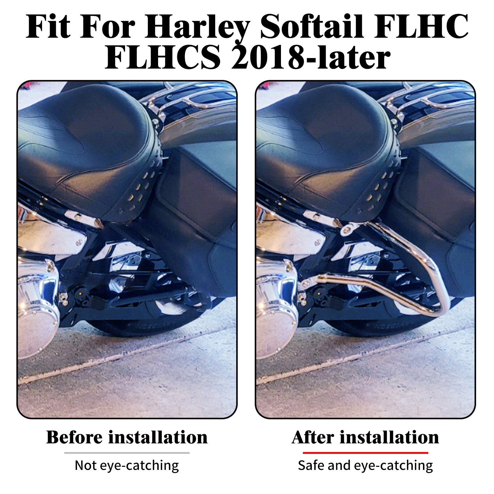 Chrome Rear Saddlebag Guard Crash Bar for Harley Softail Heritage Classic 18-23