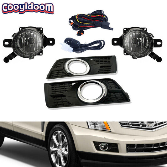 Pair for Cadillac SRX 2010 2011-2016 FogLight Kits Bumper Lamps w/ Bezels/Switch