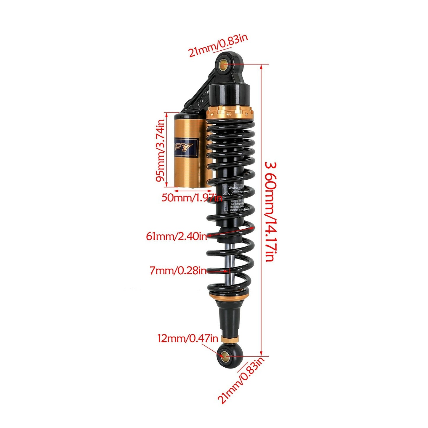 360mm 14-inch motorcycle air shock absorber Fo all-terrain vehicle four-wheel off-road bike CBR600 CBR400 500