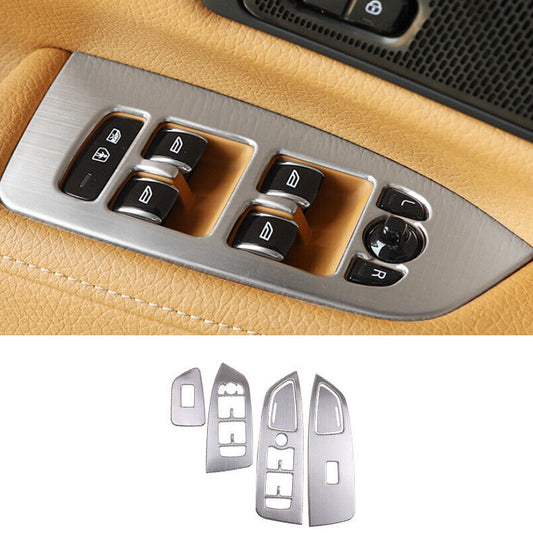 for Volvo S90 2017-2022 Silver Interior Car Window Lift Panel Switch Cover Trim