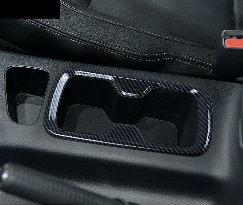 Carbon fiber black interior cup holder trim for Nissan Navara NP300 2015-2021