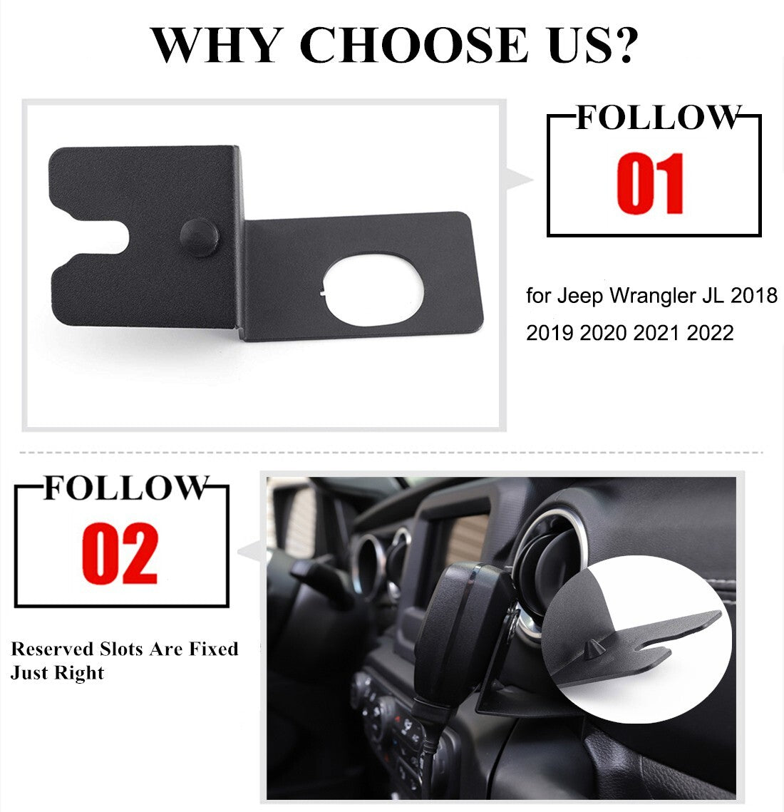 Walkie Talkie Mount Bracket Phone Holder Stand for Jeep for Wrangler JL 2018-2023