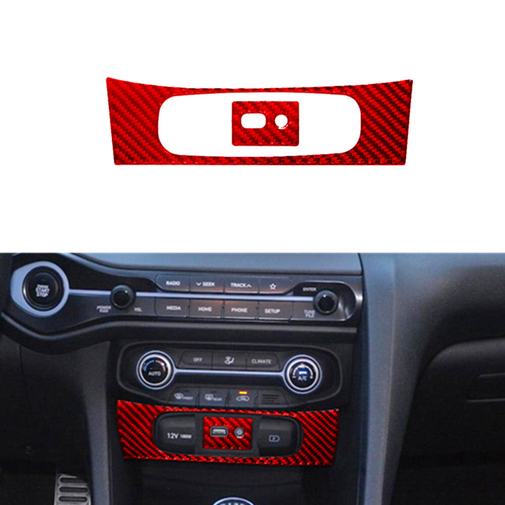 Red Carbon Fiber USB AUX Port Frame Trim Cover for Hyundai for Veloster JS 2019-2022