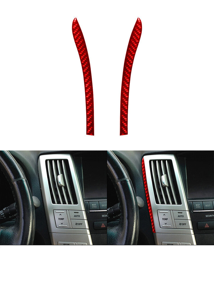 2x Red Carbon Fiber Center Air Vent Side Trim for Lexus RX330 RX350 2004-2009