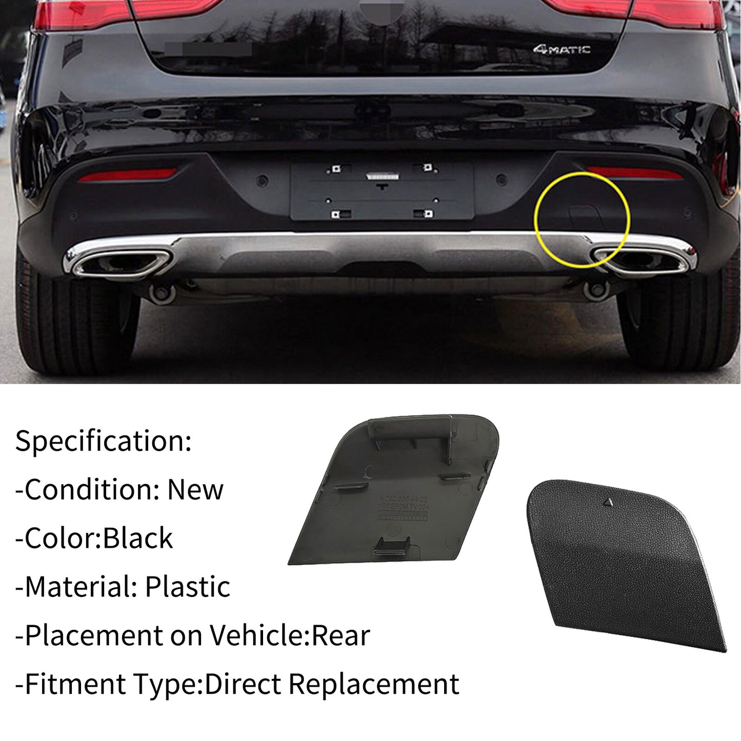 for Mercedes W292 GLE Coupe AMG Line W292 Rear Bumper Hook Tow Eye Cover 2015-19