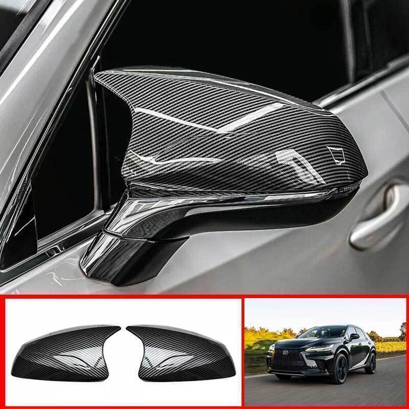 2PC Carbon Fiber Exterior OX Horn Rear View Mirror Cover for Lexus NX 2017-2024