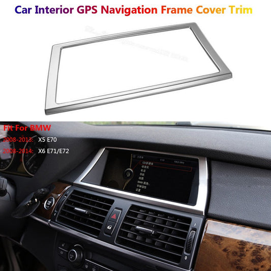 Stainless for BMW X5 X6 E70 E71 Car Interior Dashboard GPS Navigation Cover Trim