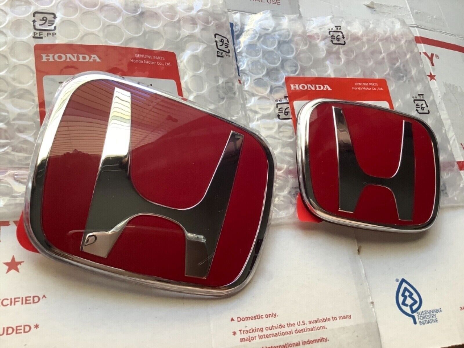 2-Piece Front and Rear Grills with Red H Badge for 2016-21 for Civic Sedan Coupe 4Dr JDM