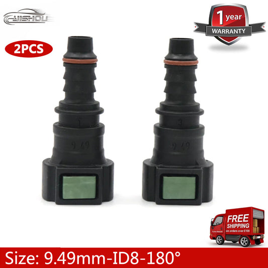 Fuel line hose quick-release female connector 2pcs 9.49 mm 9.49 ID8 10x8 180