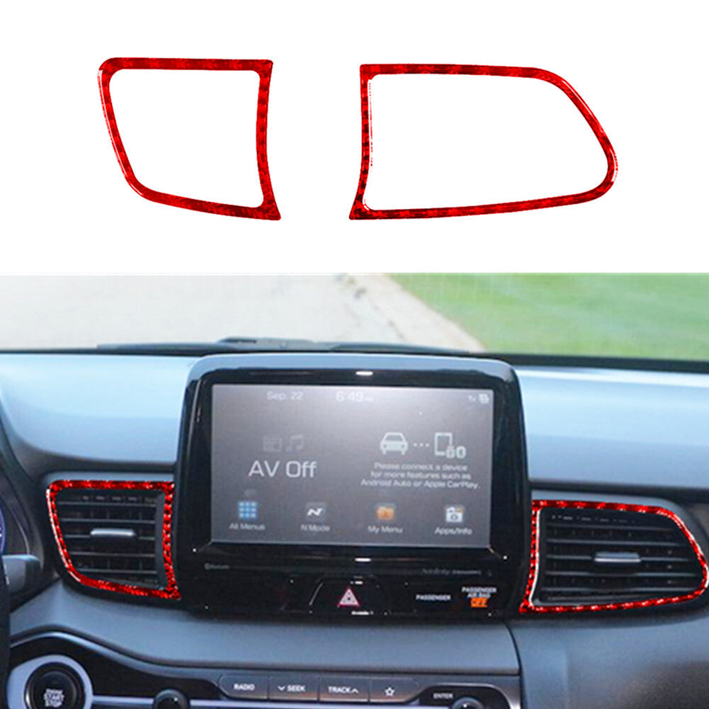 Red carbon fiber vent frame decorative protective case for the modern for Veloster JS 2019-22